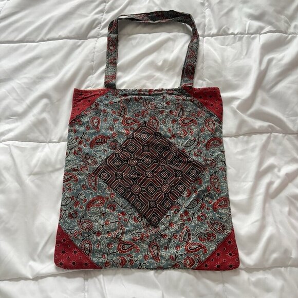 Unbranded Handbags - Cloth Tote Bag Fair Trade Peace Love Justice Books Grocery Blue 15" x 17" Hippie